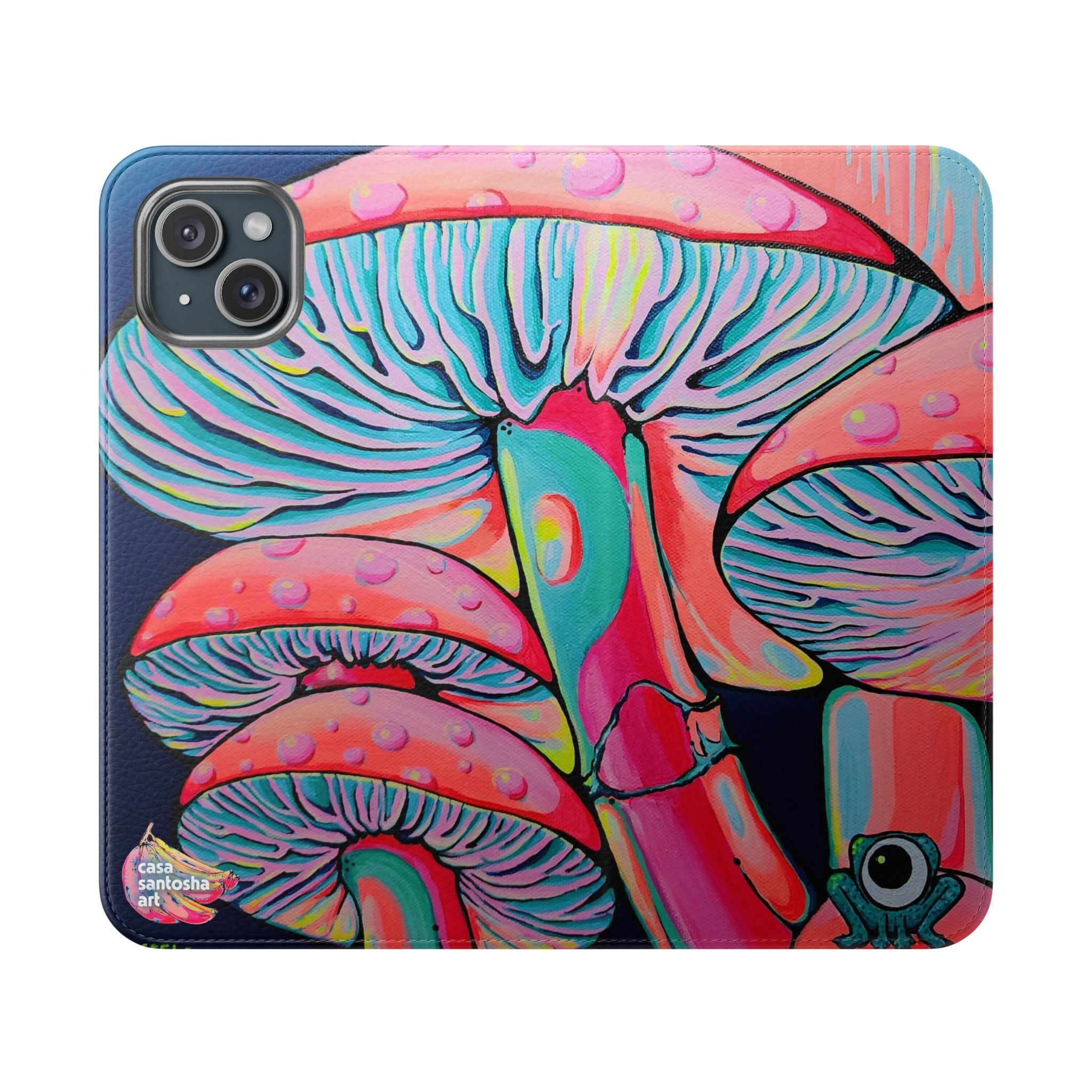 Trippy Mushrooms Flip Phone Case – Wallet Cover with Card Slots