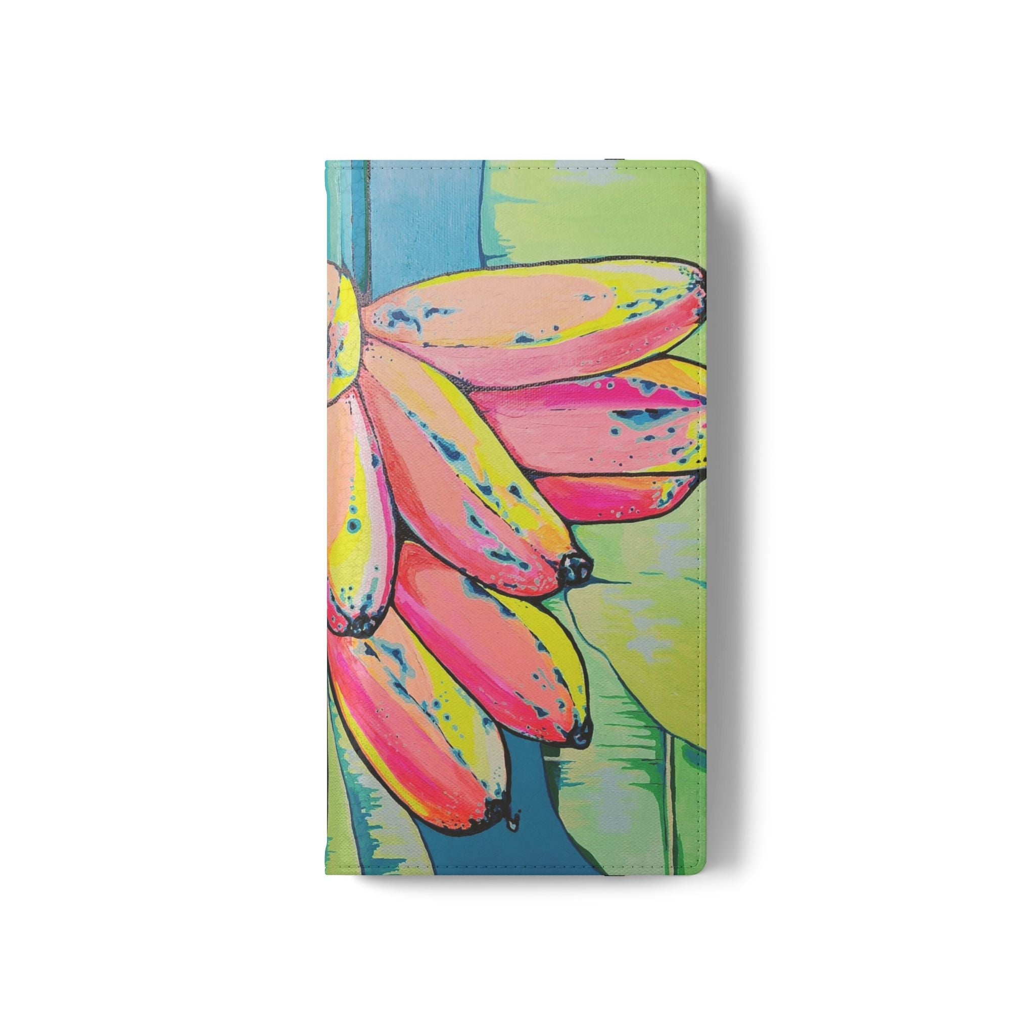 Neon Primitivo Bananas Flip Phone Case – Wallet Cover with Card Slots