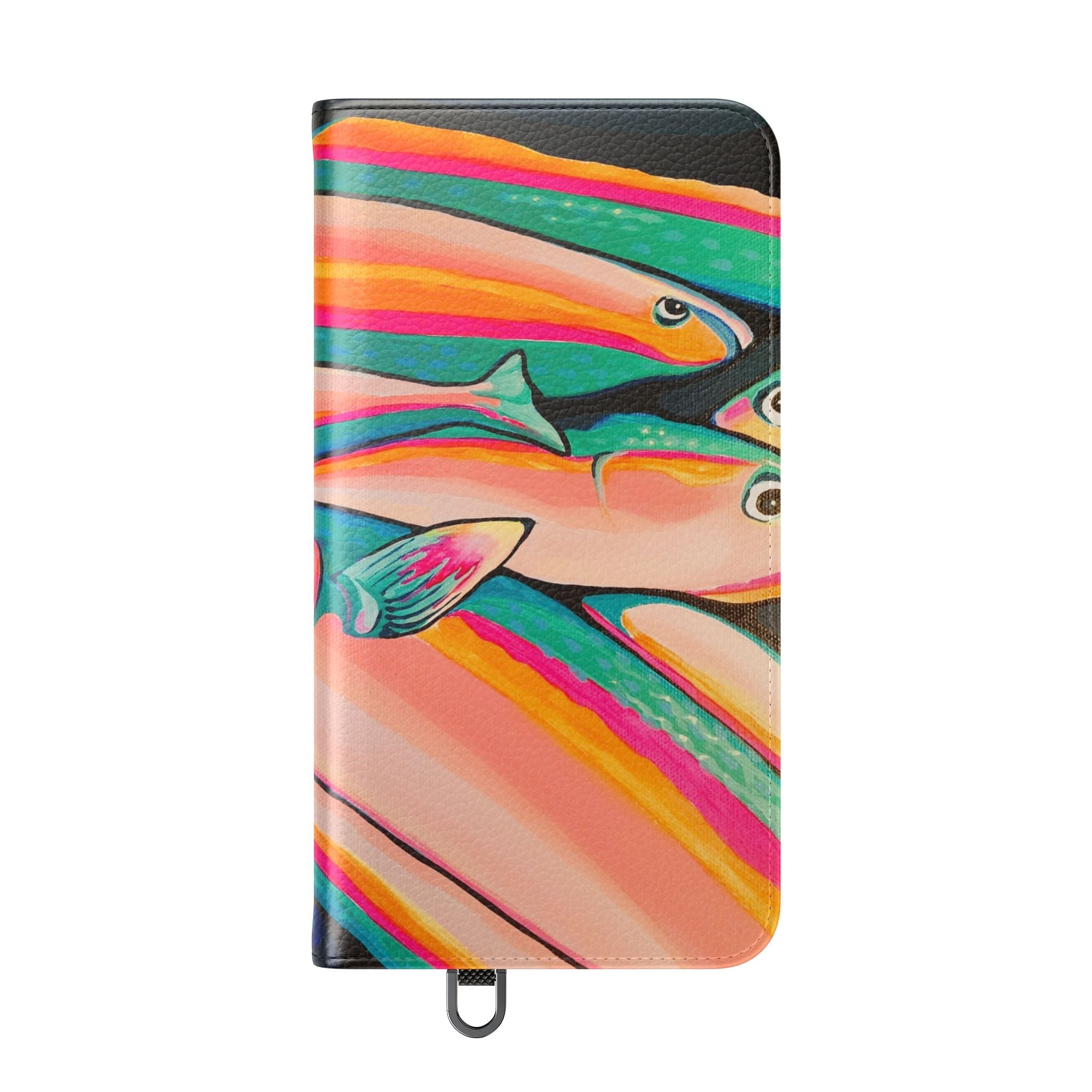 Neon Fish Flip Phone Case – Wallet Cover with Card Slots