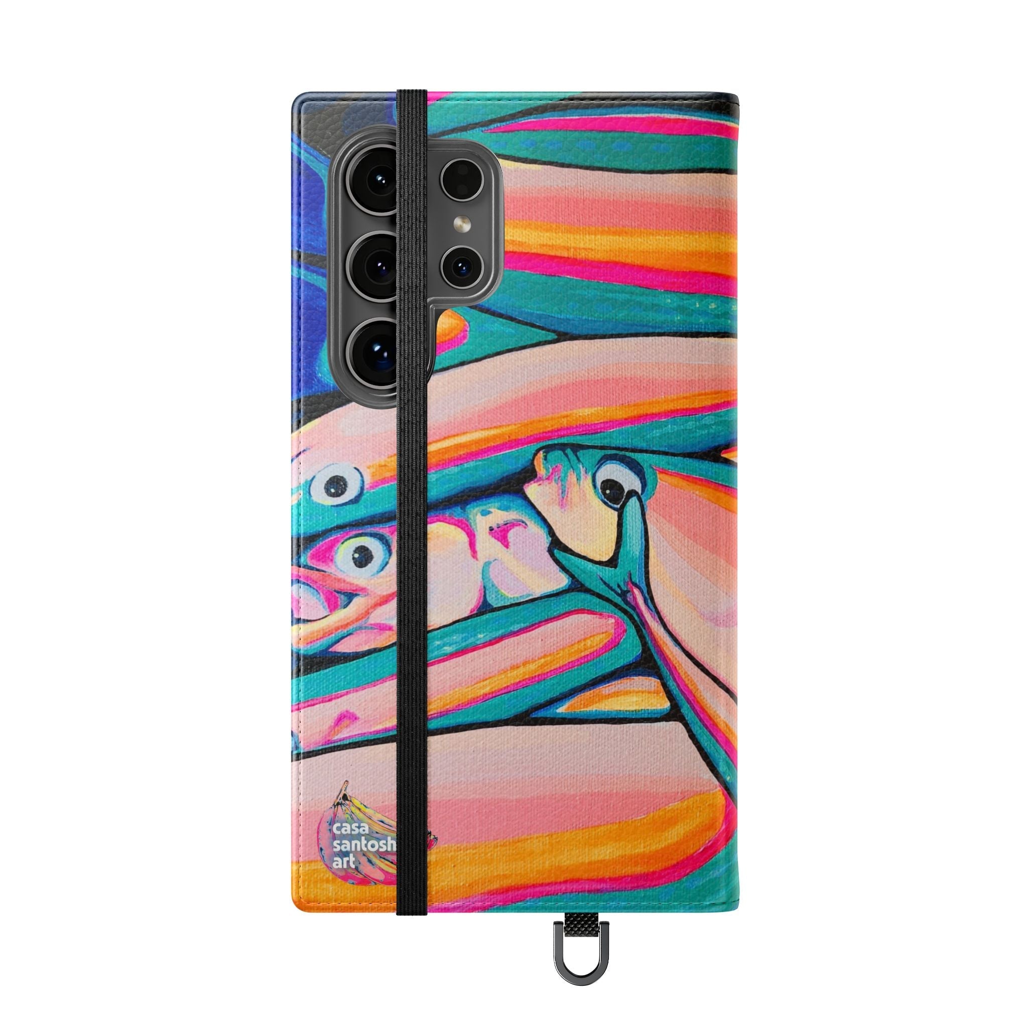 Neon Fish Flip Phone Case – Wallet Cover with Card Slots