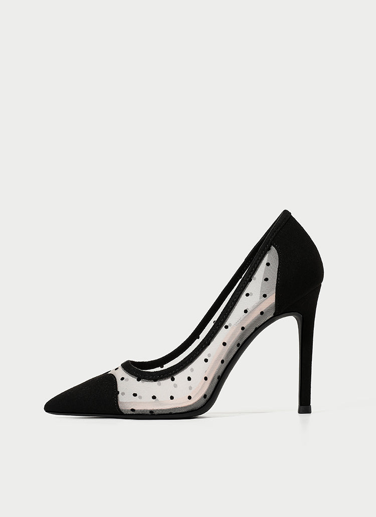 Pointed Toe Breathable Polka-dot Heels