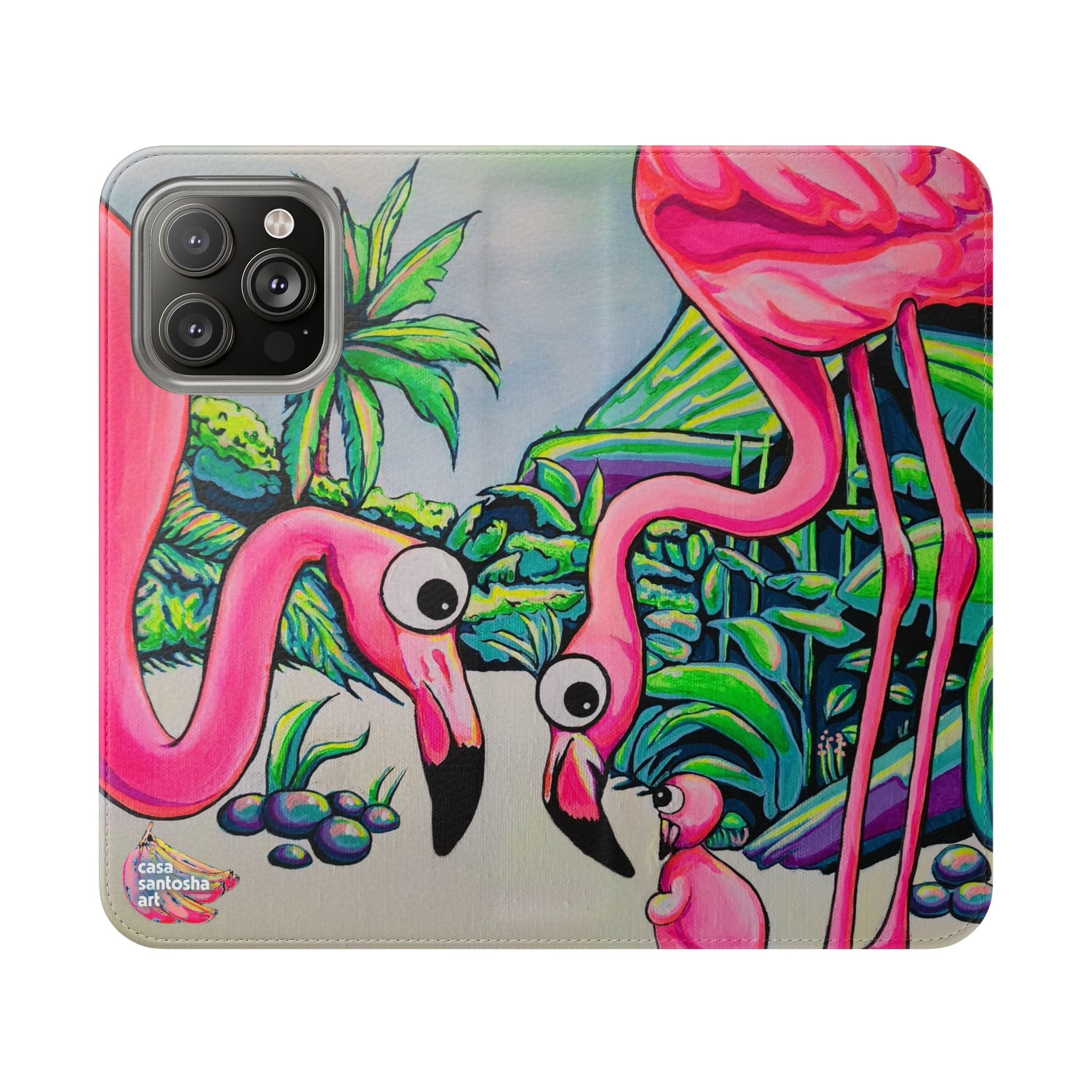 Cyclops Flamingo Family Flip Phone Case – Wallet Cover with Card Slots