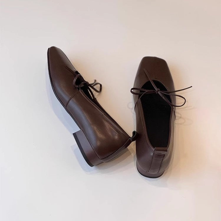 Bowtie Square Toe Slip On Shoes