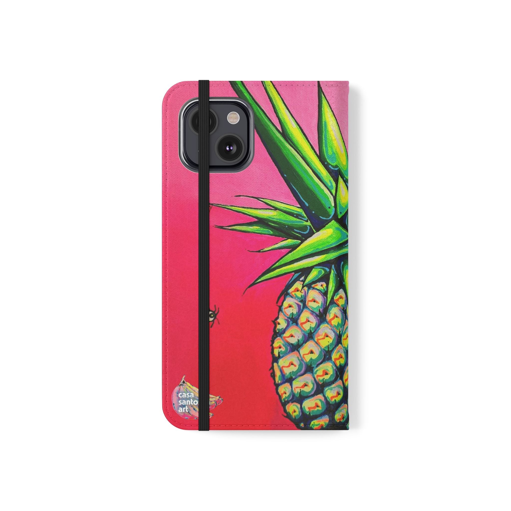 Neon Pineapple Flip Phone Case – Wallet Cover with Card Slots