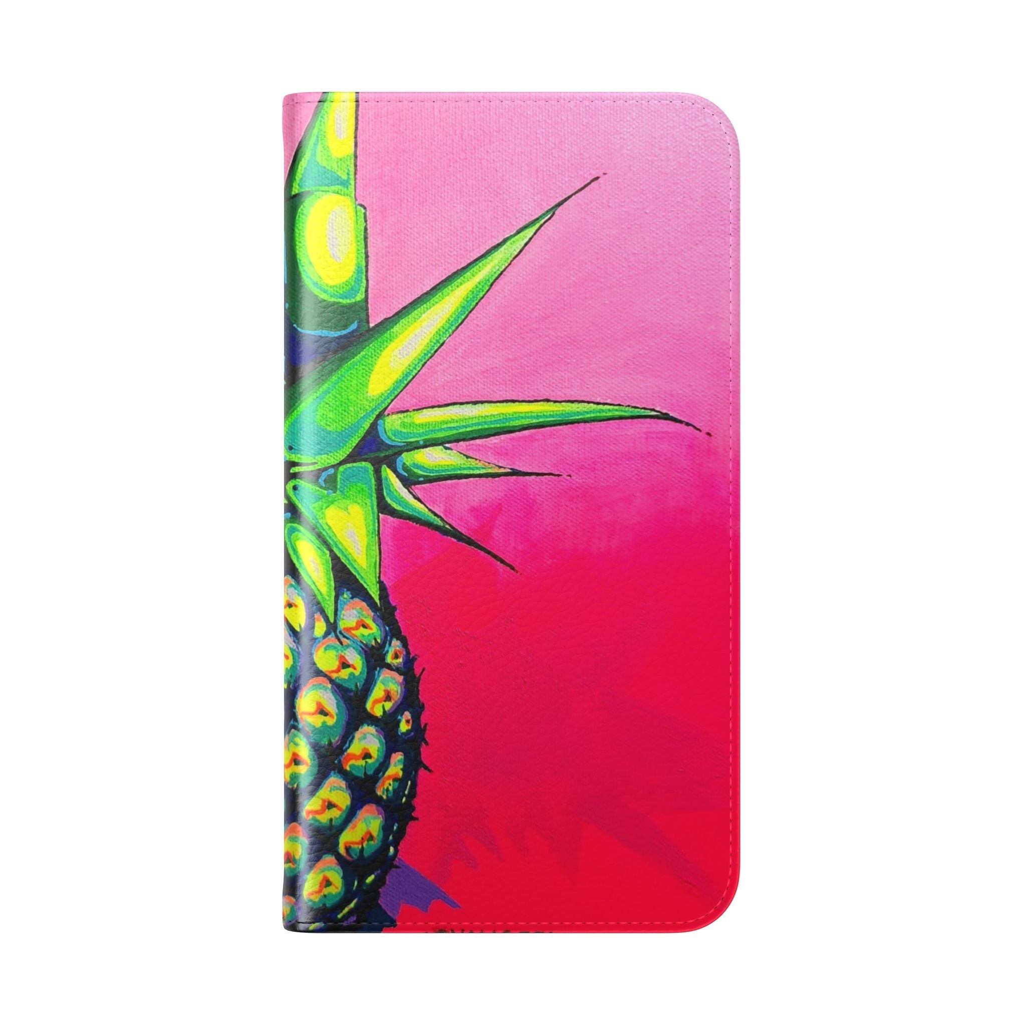 Neon Pineapple Flip Phone Case – Wallet Cover with Card Slots