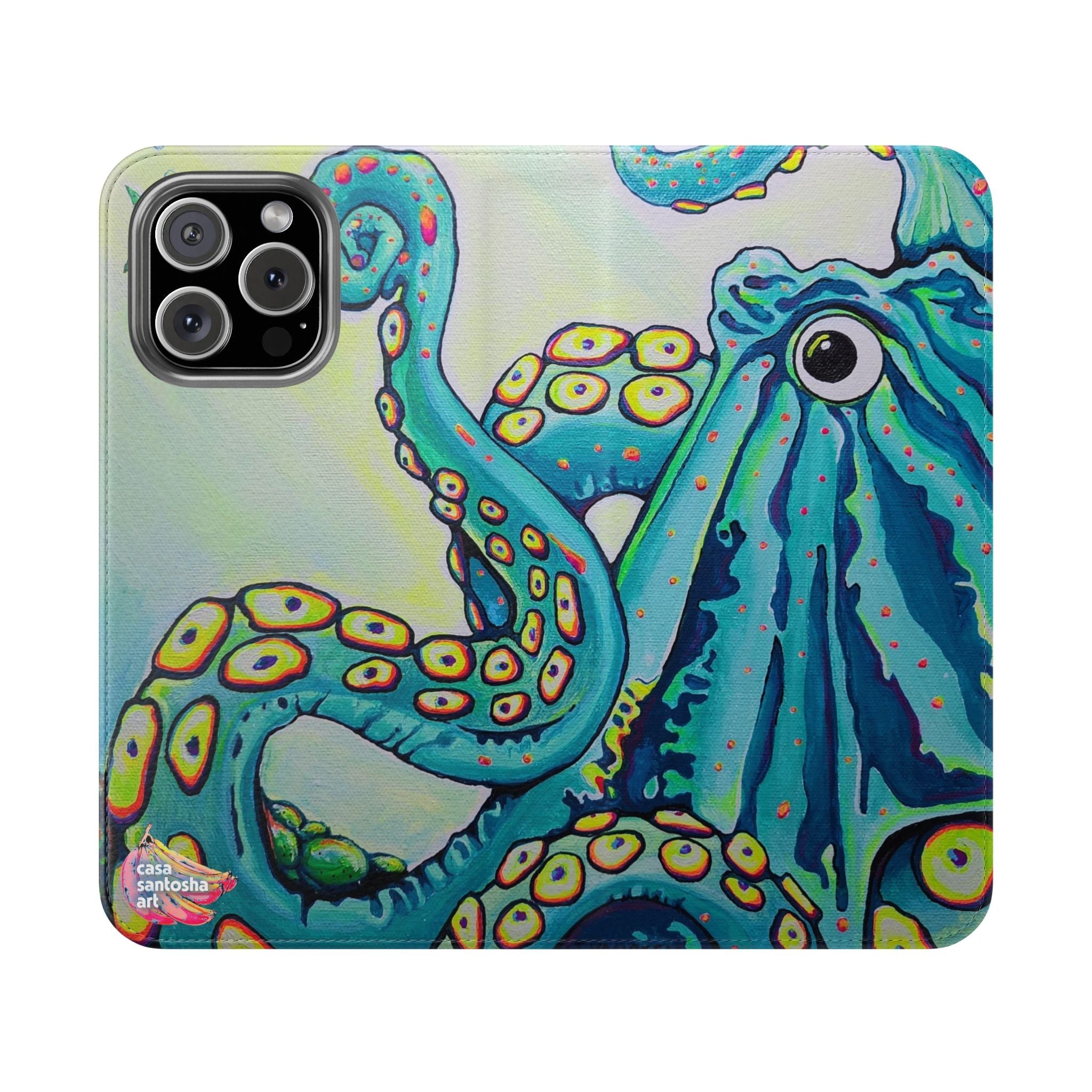 Cyclops Octopus Flip Phone Case – Wallet Cover with Card Slots