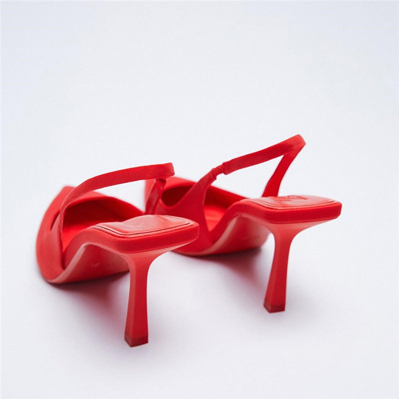 Thin Heel Sling Back Pumps