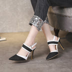 Jeans Textured Pointed Toe Heels