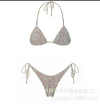 Print Pleated Bikini Swimsuit