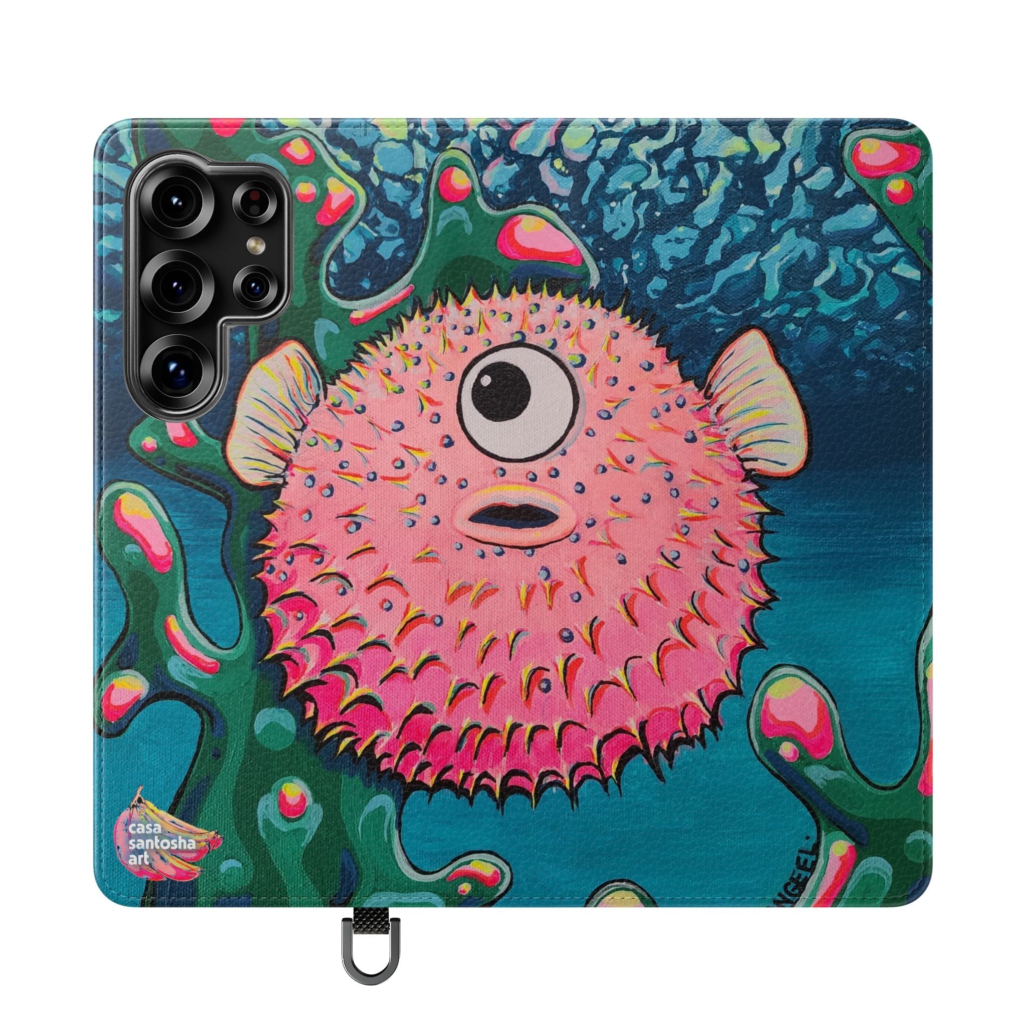 Cyclops Pufferfish Flip Phone Case – Wallet Cover with Card Slots
