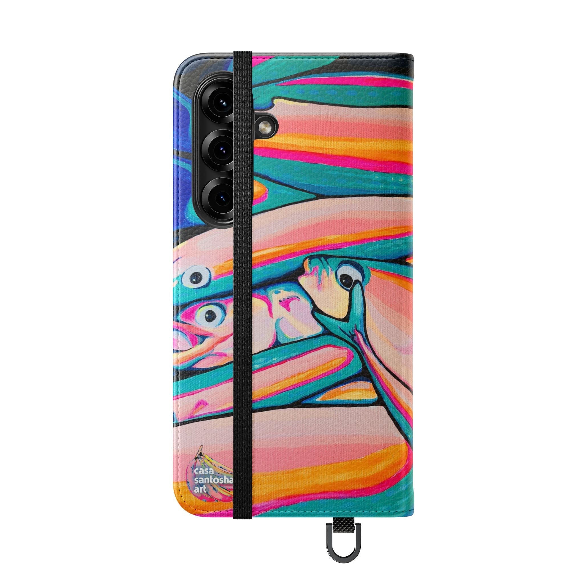 Neon Fish Flip Phone Case – Wallet Cover with Card Slots