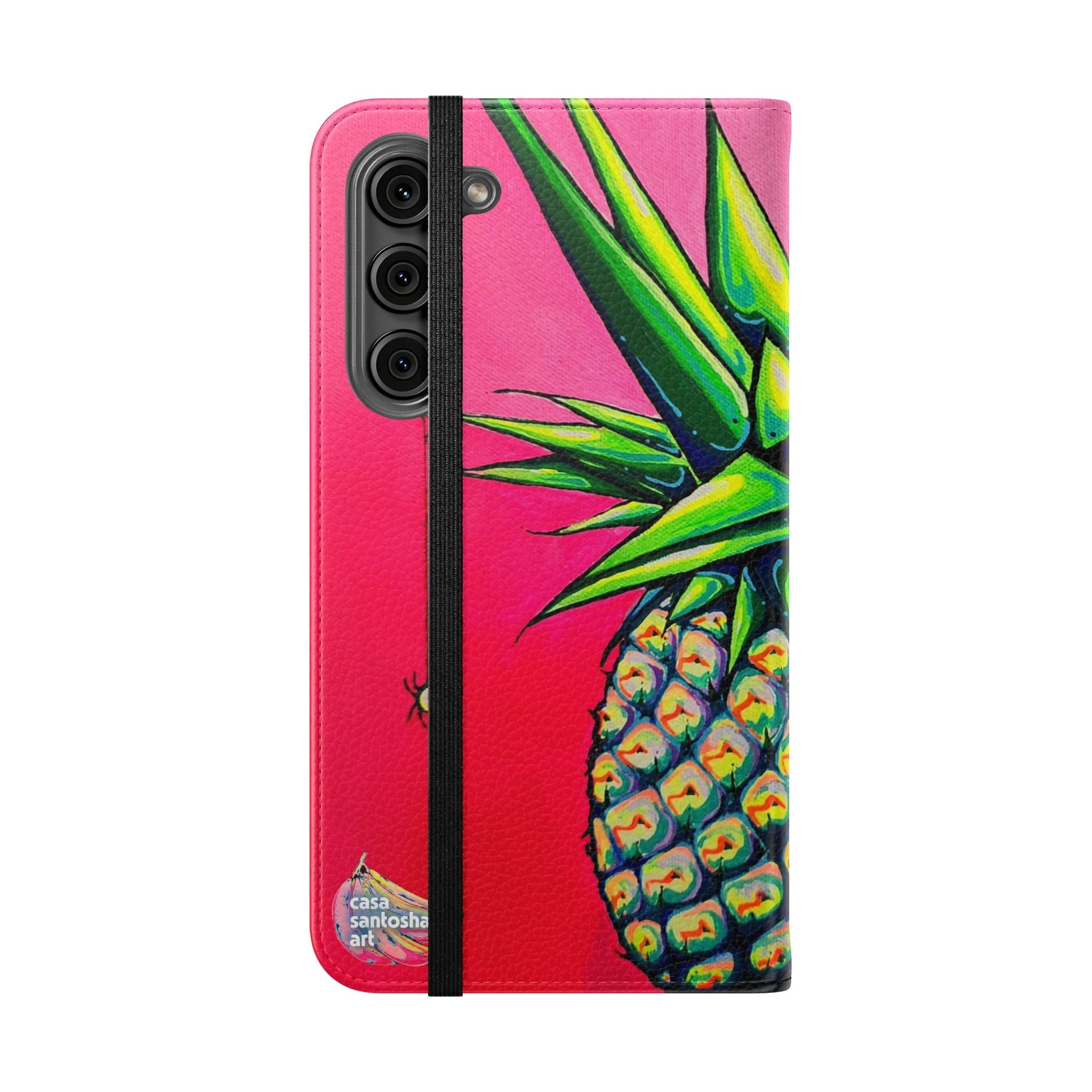 Neon Pineapple Flip Phone Case – Wallet Cover with Card Slots