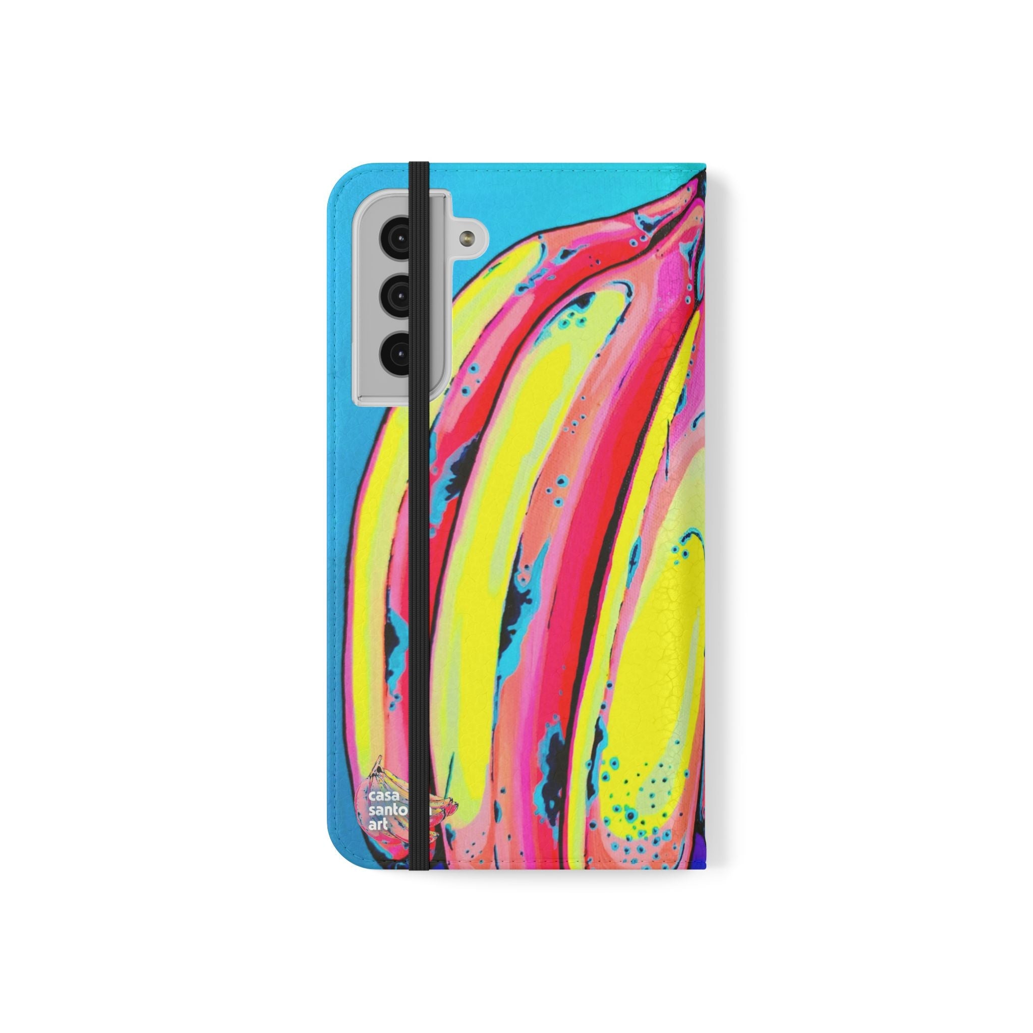 Neon Fat Bananas Flip Phone Case – Wallet Cover with Card Slots