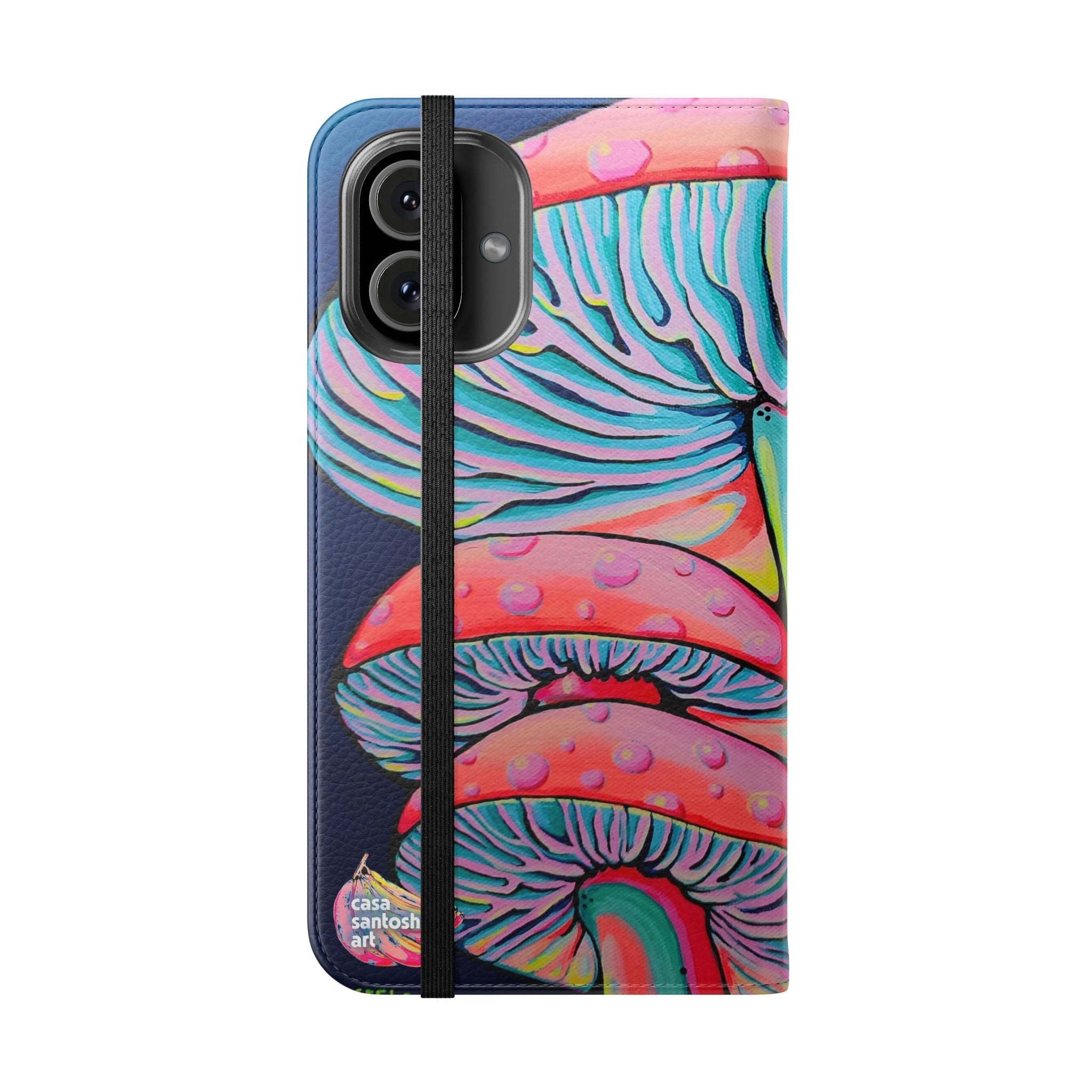 Trippy Mushrooms Flip Phone Case – Wallet Cover with Card Slots