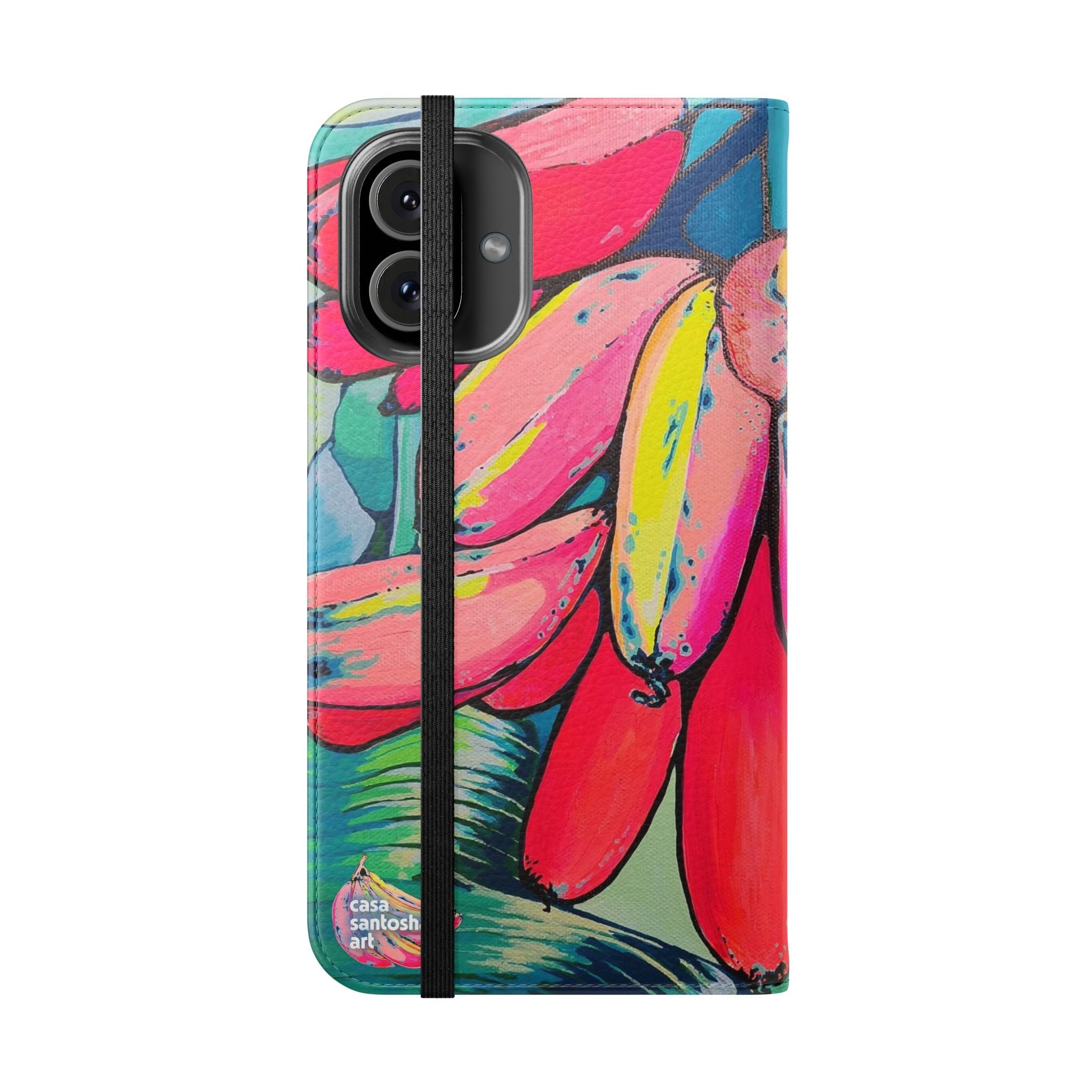 Neon Primitivo Bananas Flip Phone Case – Wallet Cover with Card Slots