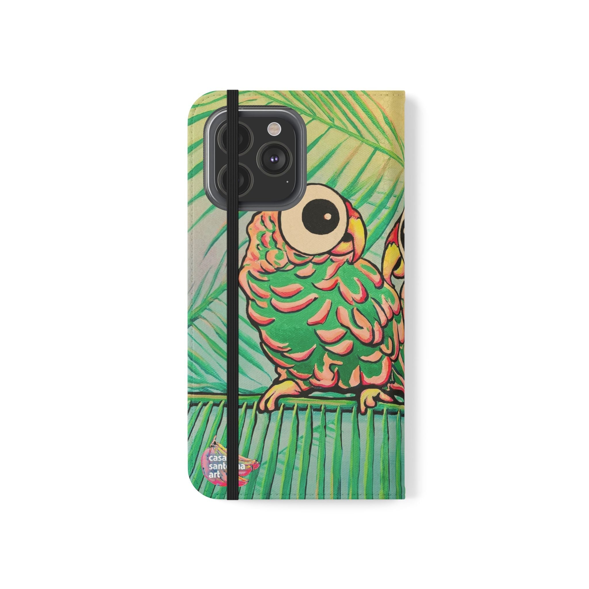 Chatty Cyclops Parrots Flip Phone Case – Wallet Cover with Card Slots