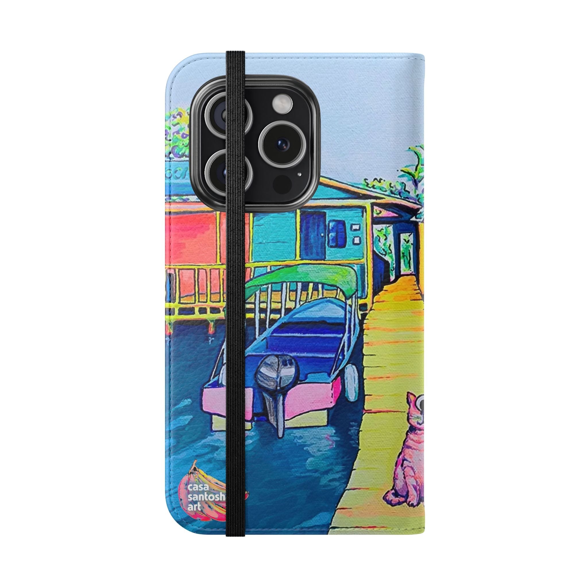 Cyclops Cat and Dog in Bocas Flip Phone Case – Wallet Cover with Card Slots