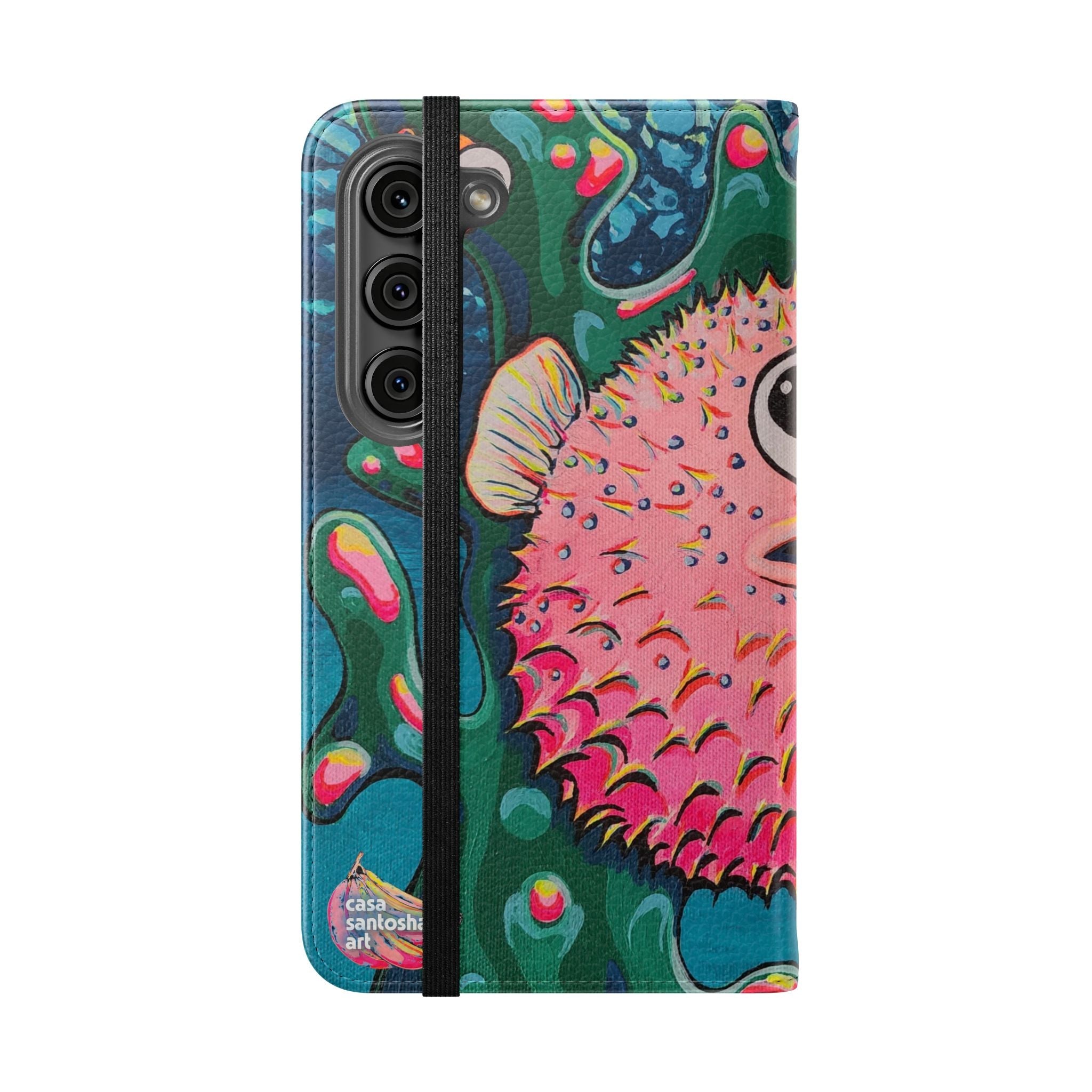 Cyclops Pufferfish Flip Phone Case – Wallet Cover with Card Slots