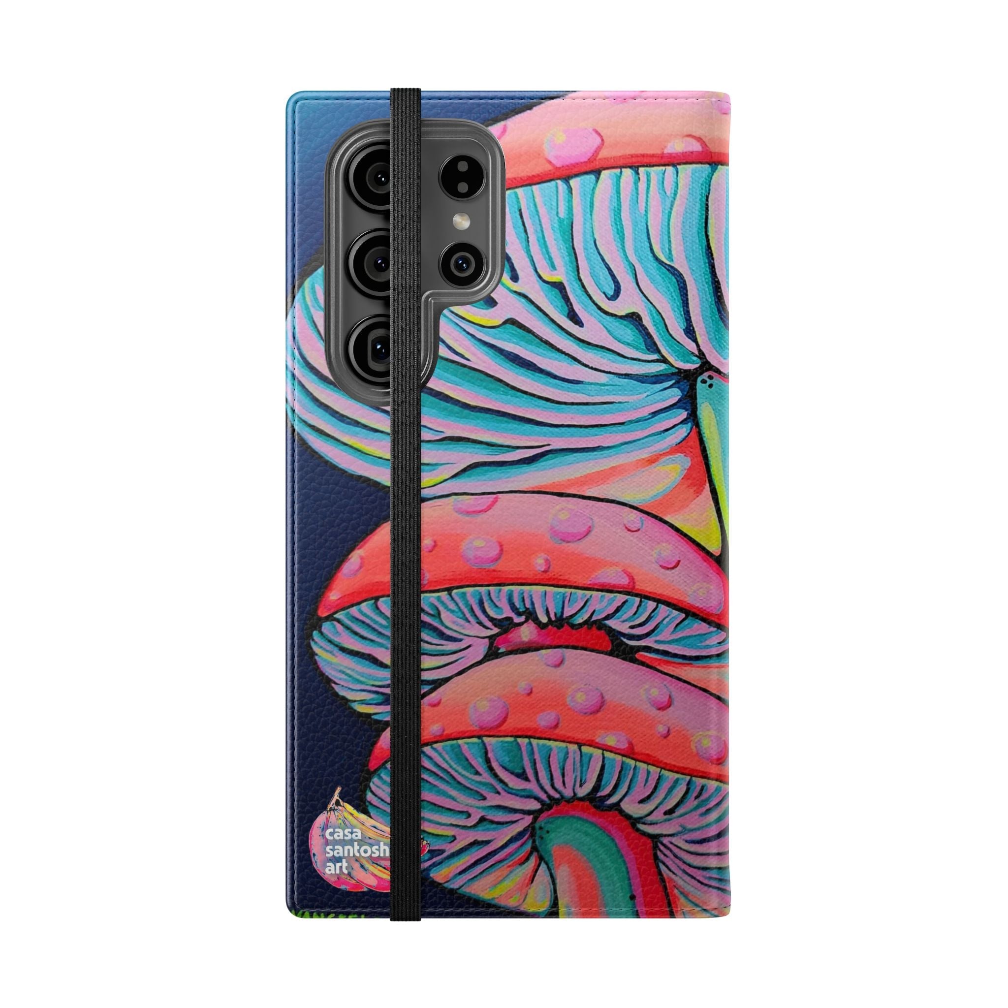 Trippy Mushrooms Flip Phone Case – Wallet Cover with Card Slots