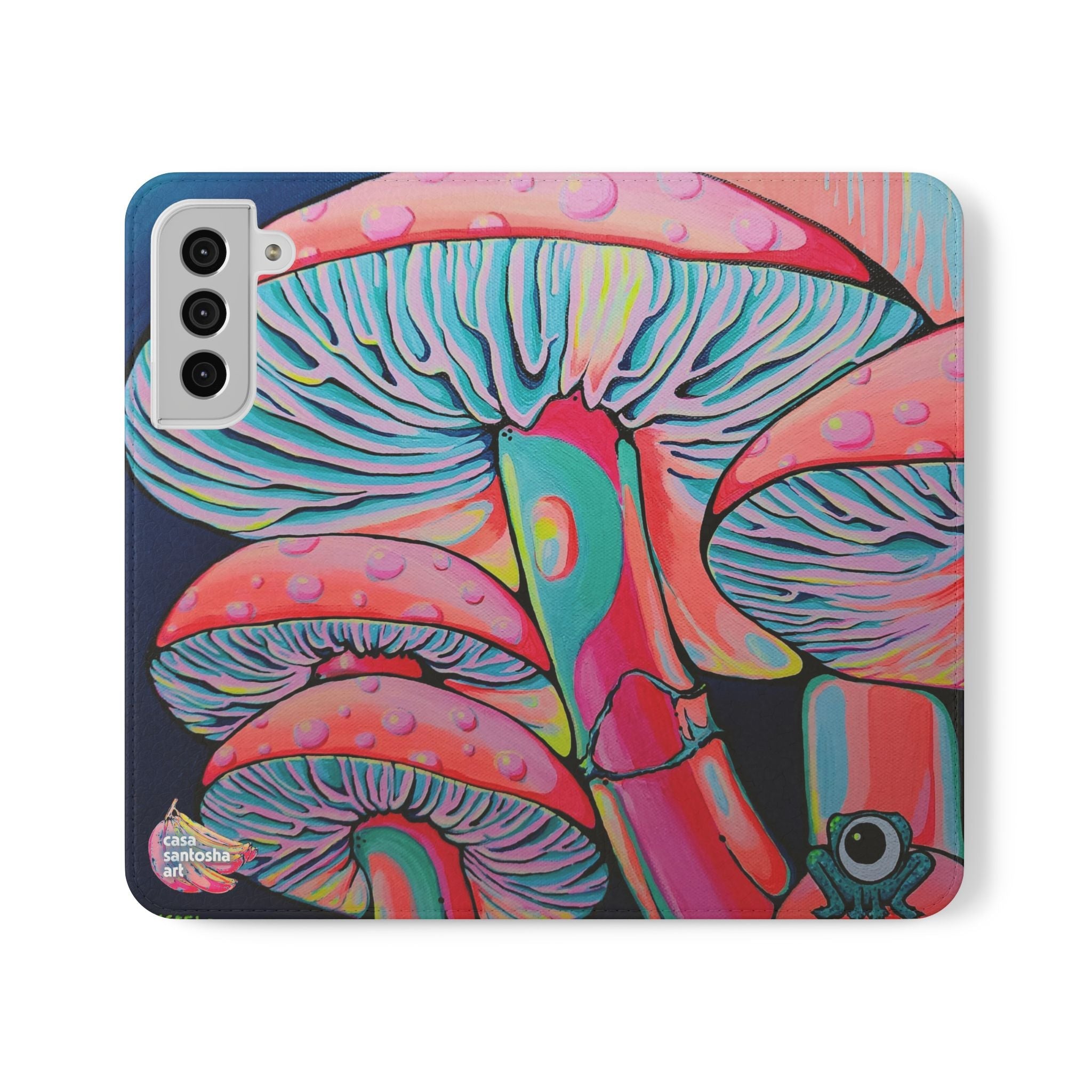 Trippy Mushrooms Flip Phone Case – Wallet Cover with Card Slots