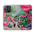 Cyclops Flamingo Family Flip Phone Case – Wallet Cover with Card Slots