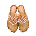 Rhinestone Pearl Love Flip-flops Sandals