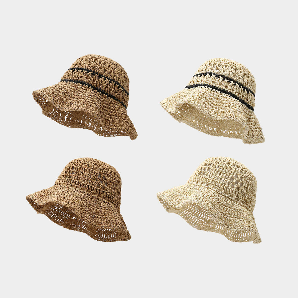 Crocheted Breathable Straw Bucket Hat