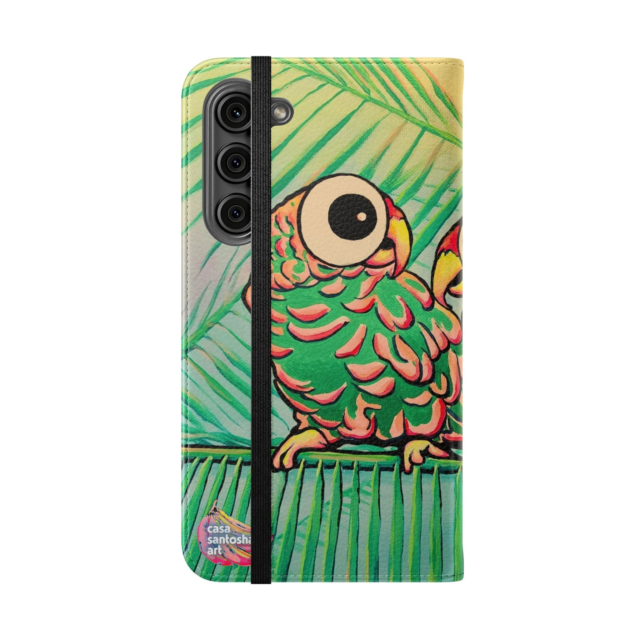 Chatty Cyclops Parrots Flip Phone Case – Wallet Cover with Card Slots