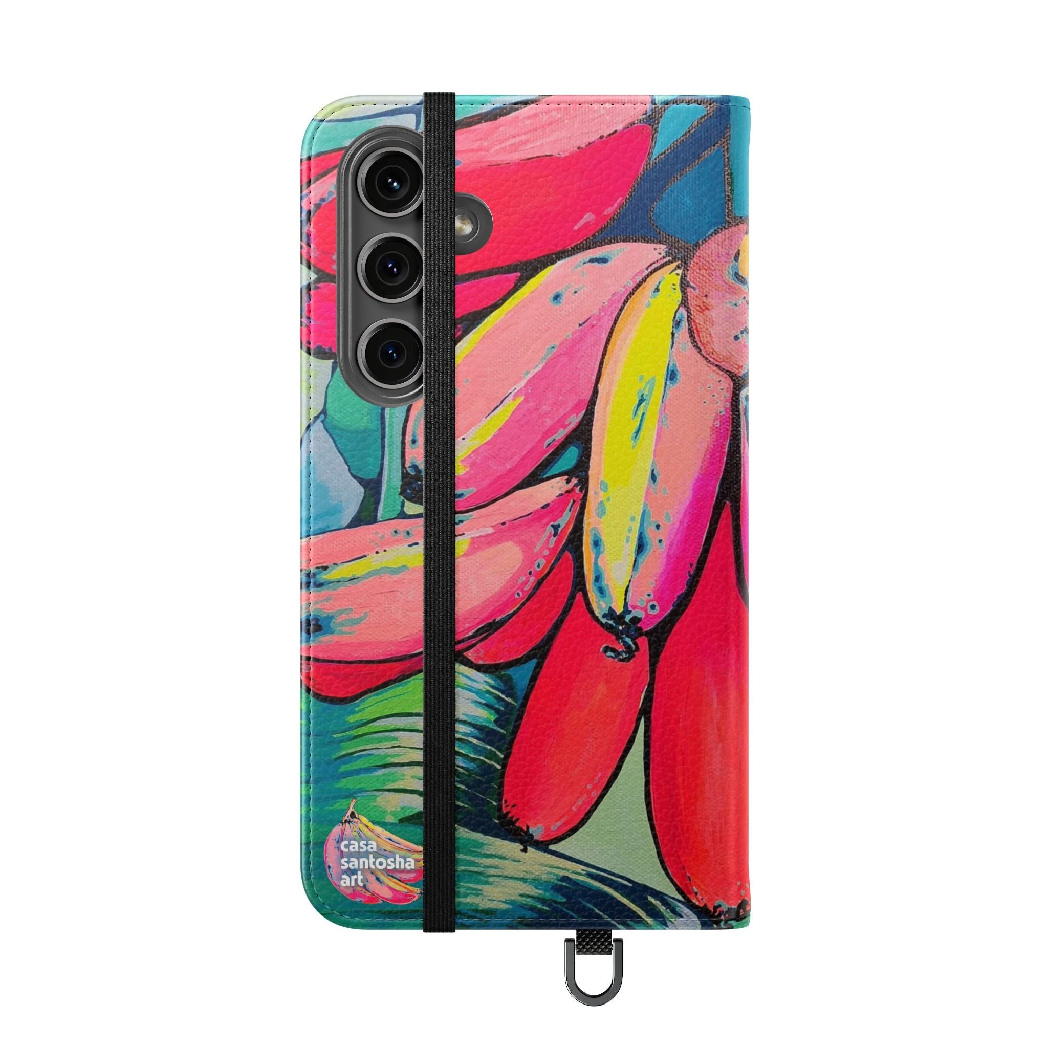 Neon Primitivo Bananas Flip Phone Case – Wallet Cover with Card Slots