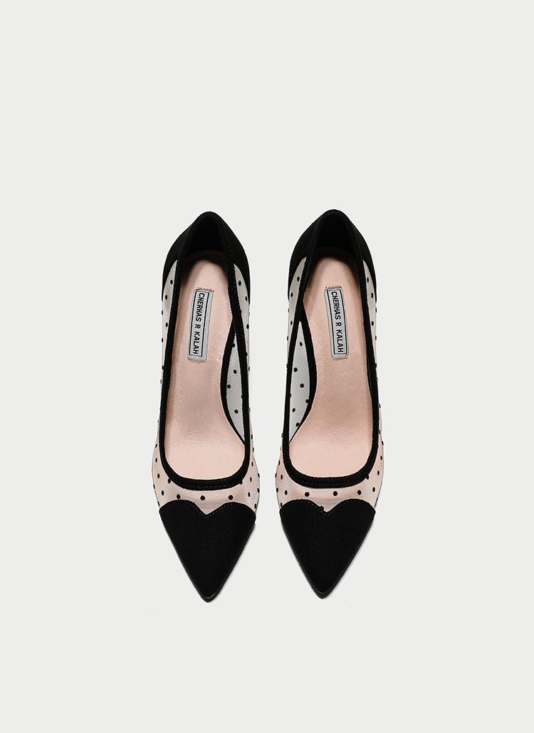 Pointed Toe Breathable Polka-dot Heels