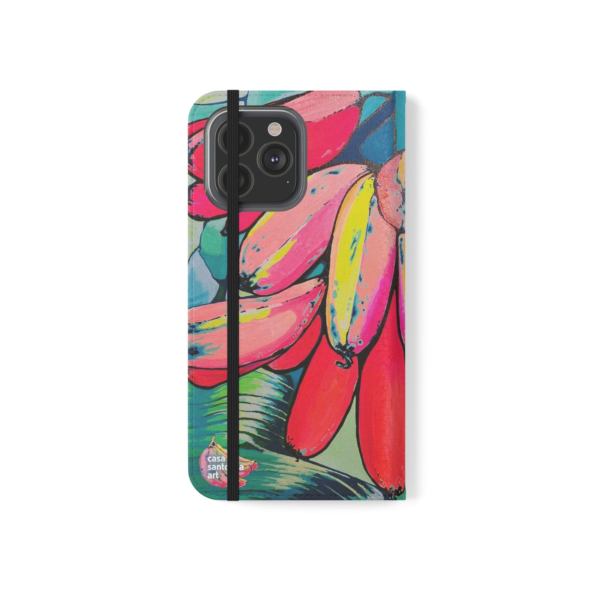 Neon Primitivo Bananas Flip Phone Case – Wallet Cover with Card Slots