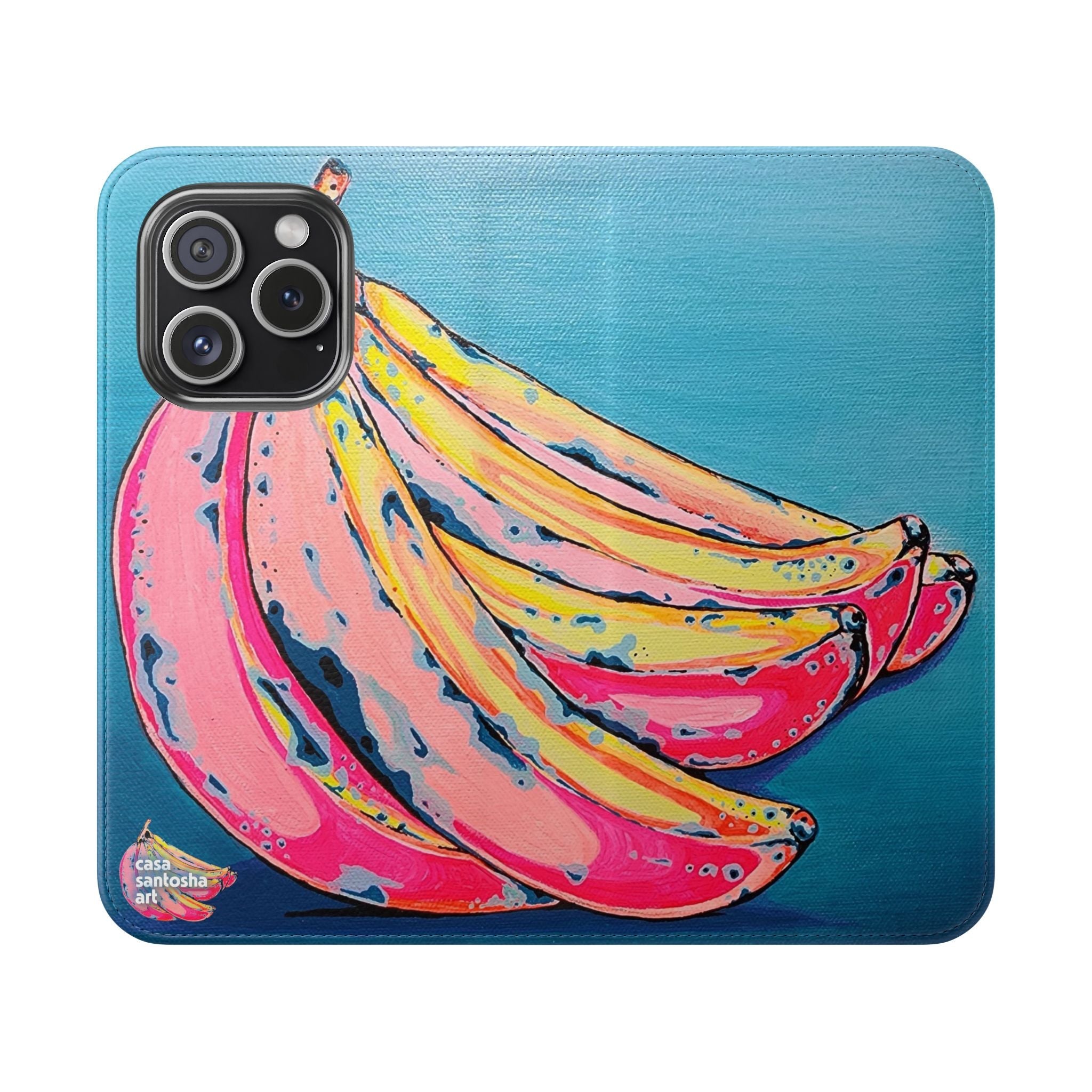 Neon Bananas Flip Phone Case – Wallet Cover with Card Slots