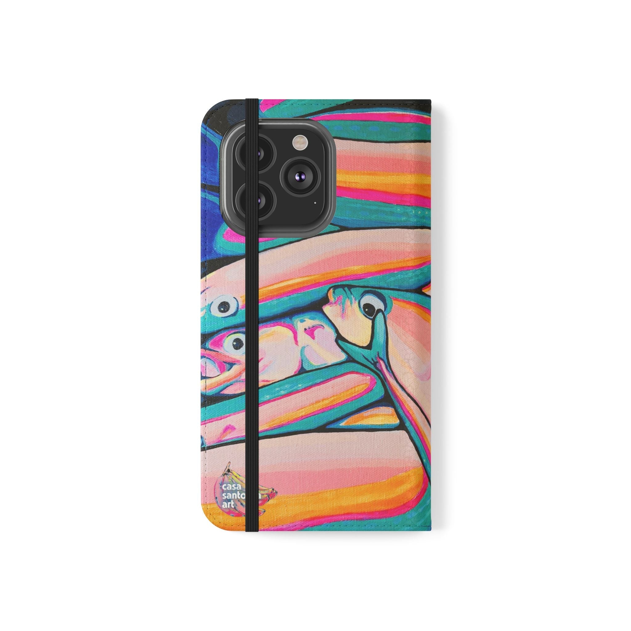 Neon Fish Flip Phone Case – Wallet Cover with Card Slots