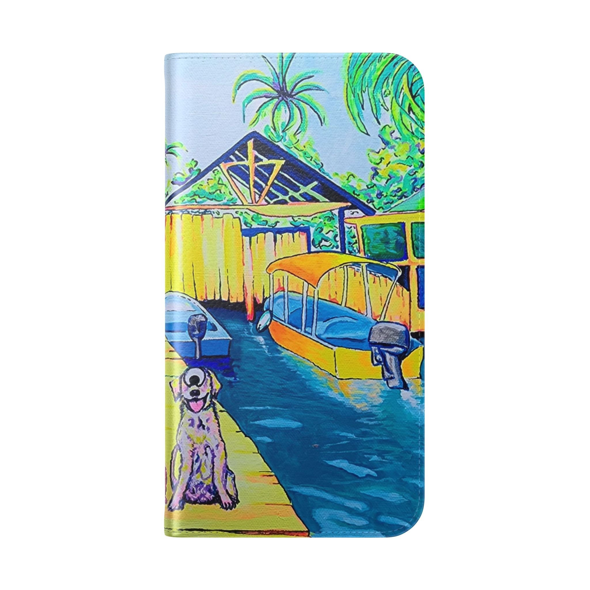 Cyclops Cat and Dog in Bocas Flip Phone Case – Wallet Cover with Card Slots