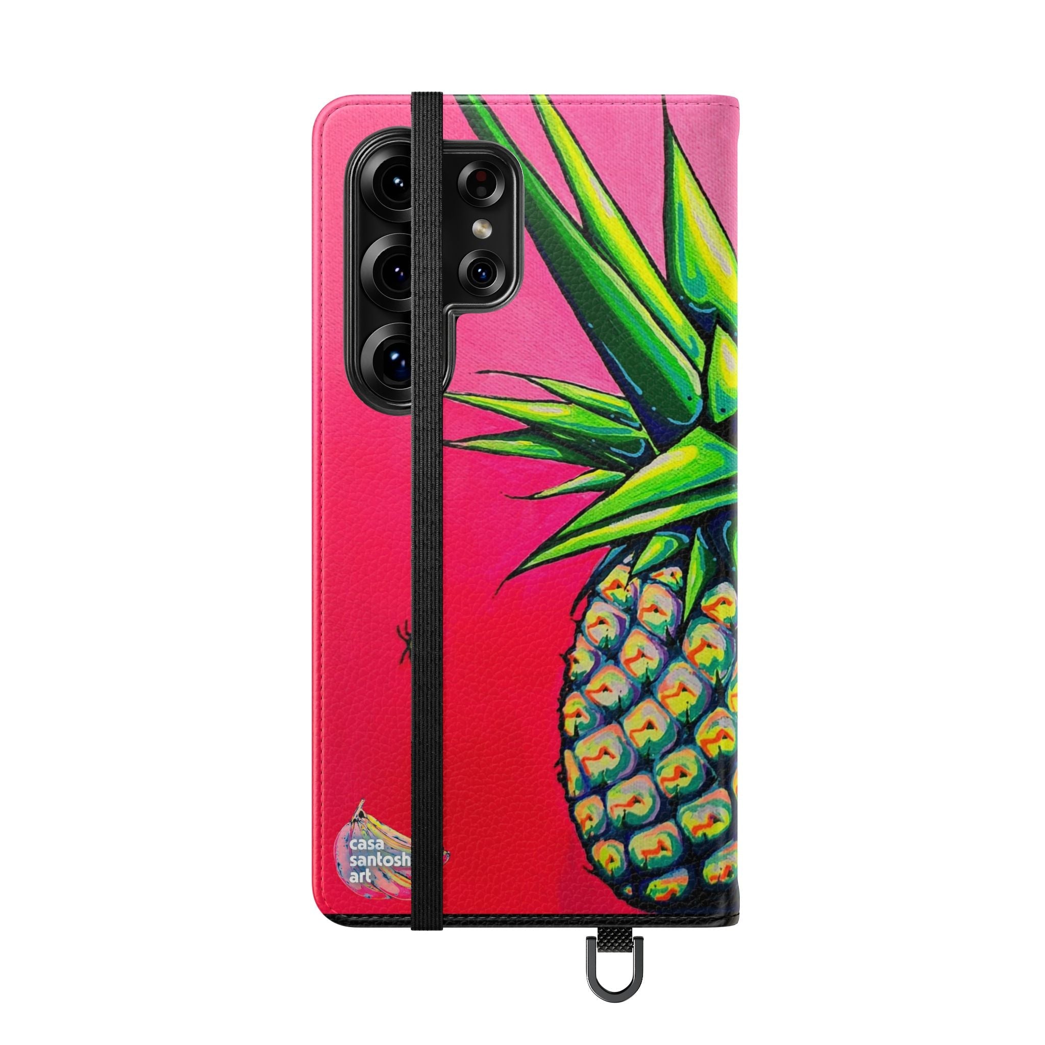 Neon Pineapple Flip Phone Case – Wallet Cover with Card Slots