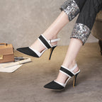 Jeans Textured Pointed Toe Heels
