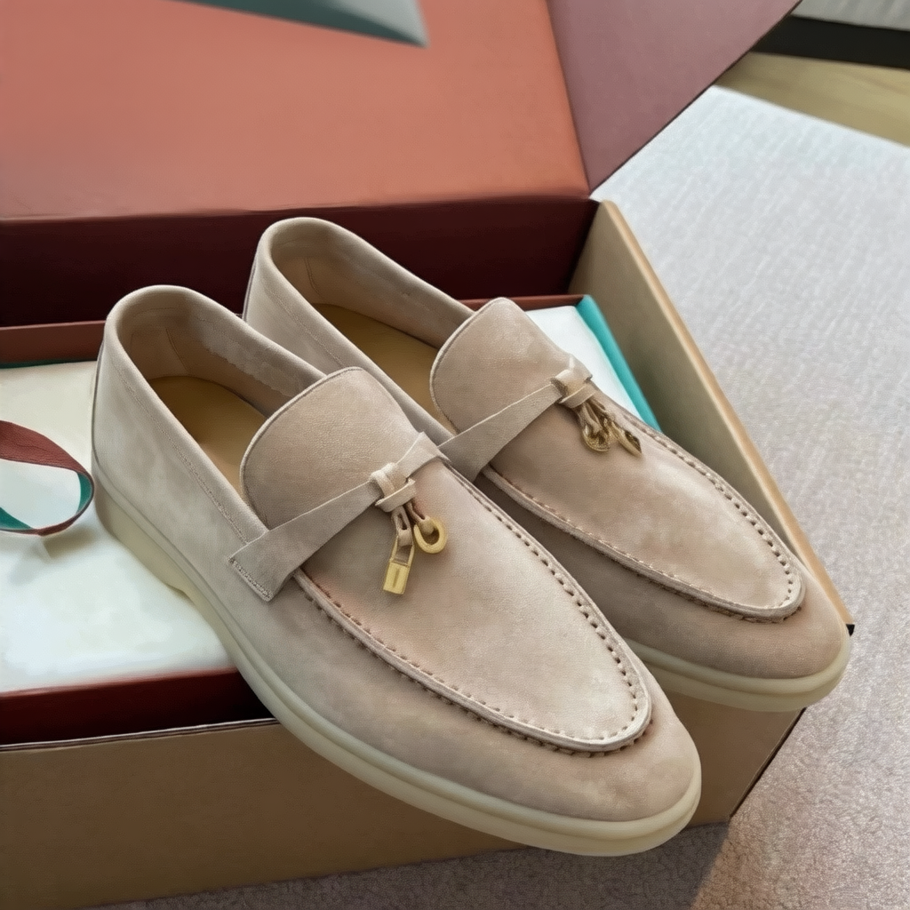 Tassel Buckle Leather Loafers