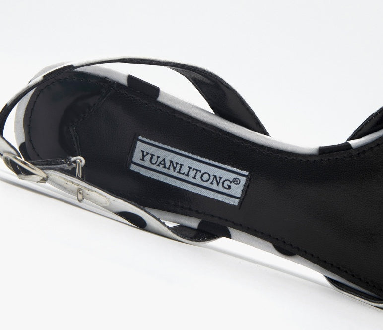 Pointed Toe Polka Dot Slingback Heels