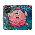 Cyclops Pufferfish Flip Phone Case – Wallet Cover with Card Slots
