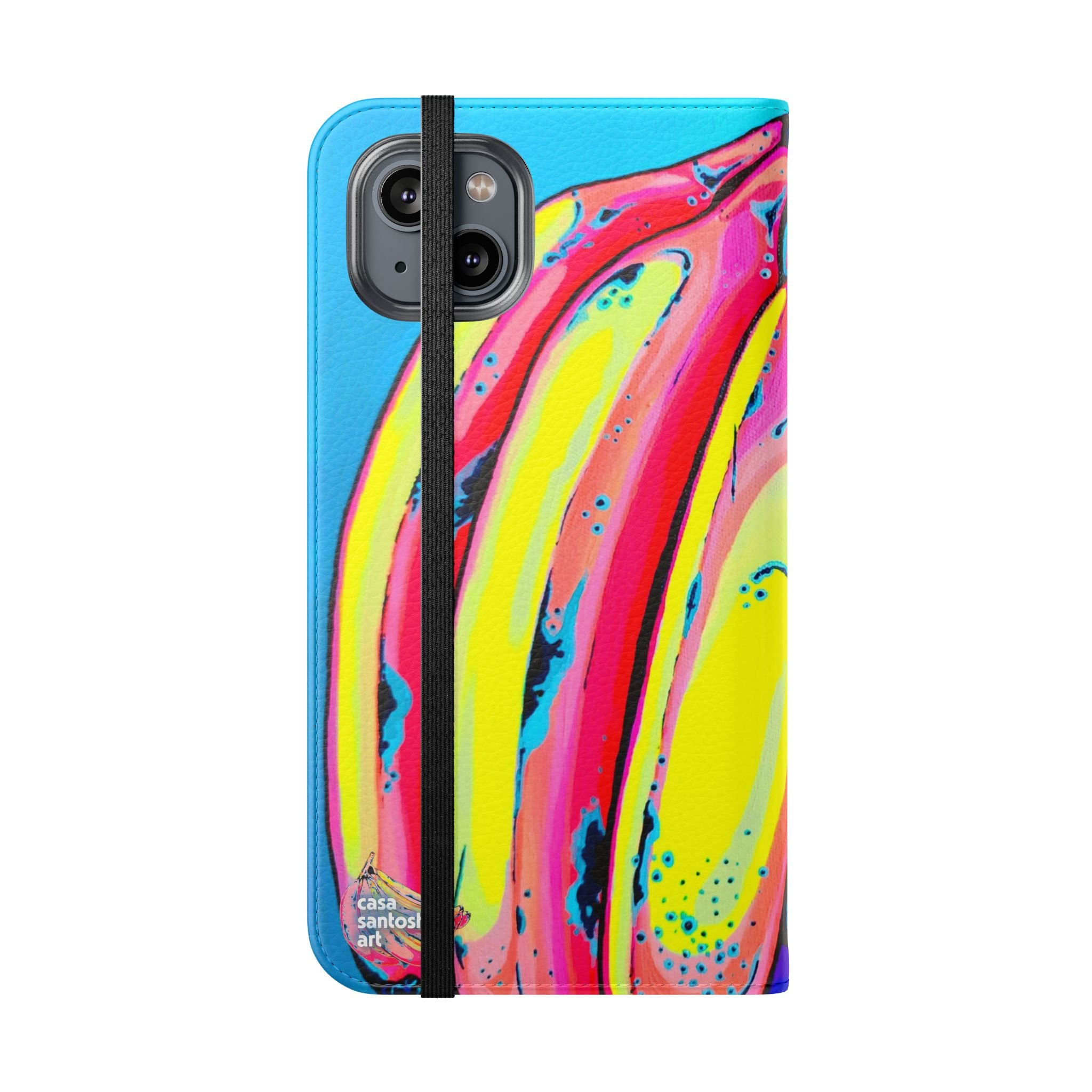 Neon Fat Bananas Flip Phone Case – Wallet Cover with Card Slots