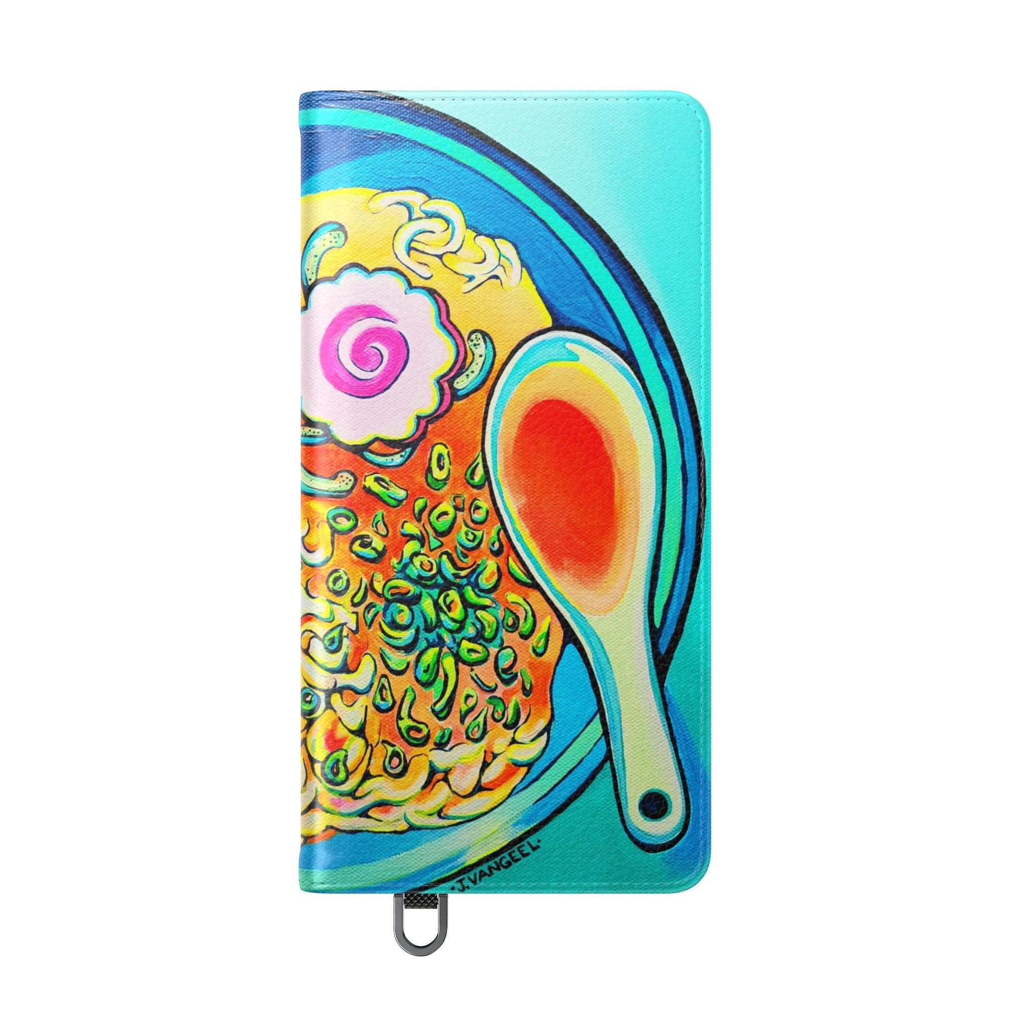 Neon Ramen Flip Phone Case – Wallet Cover with Card Slots