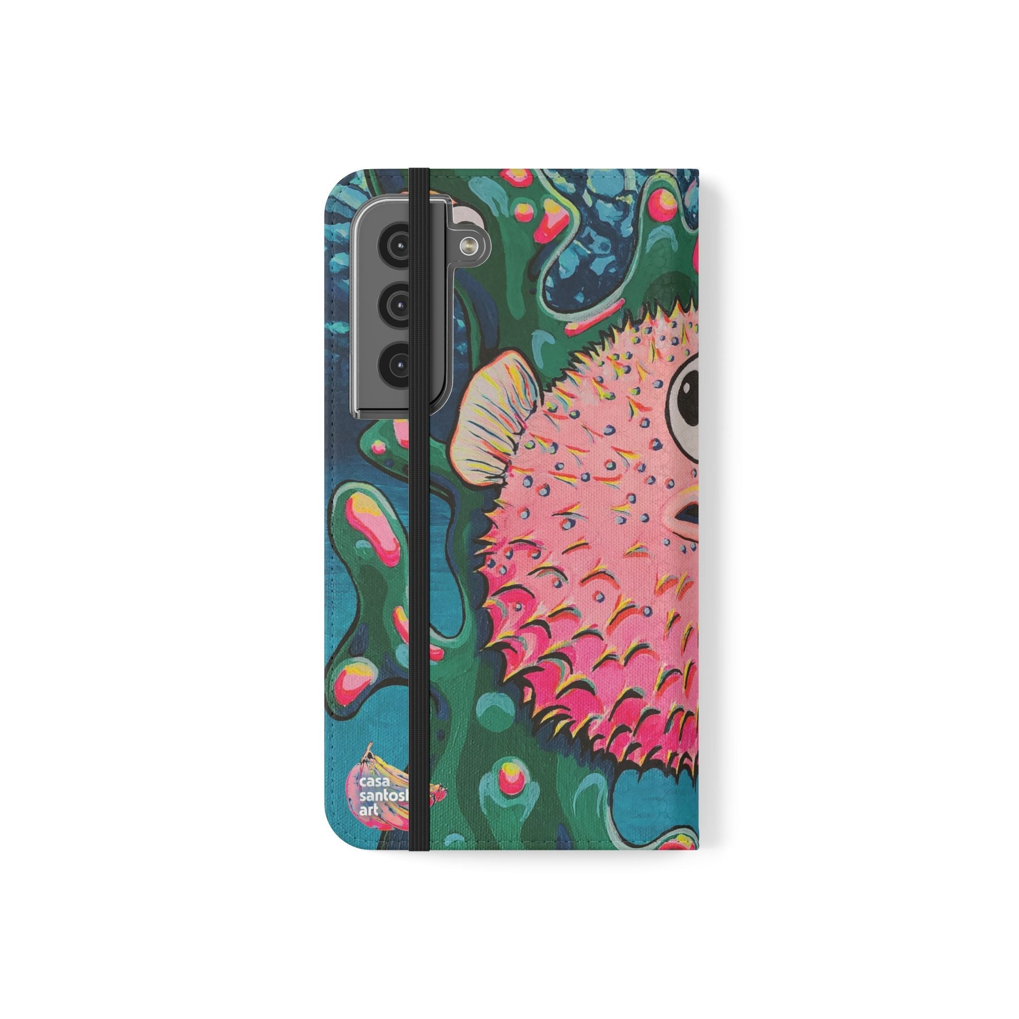 Cyclops Pufferfish Flip Phone Case – Wallet Cover with Card Slots