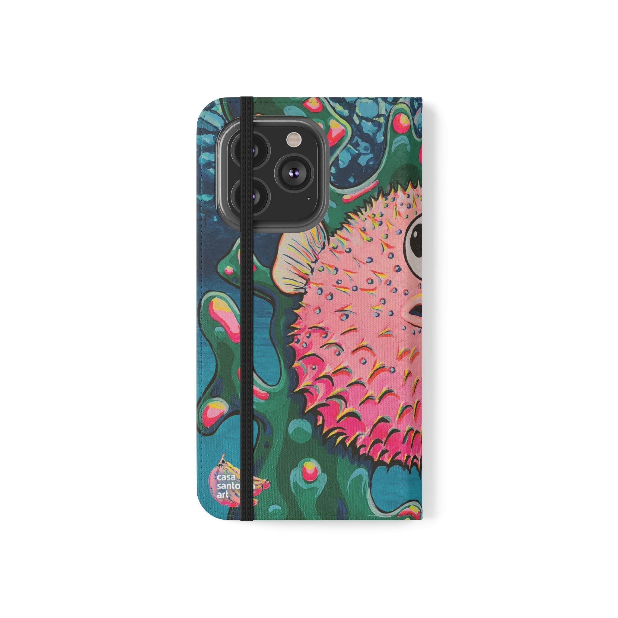 Cyclops Pufferfish Flip Phone Case – Wallet Cover with Card Slots