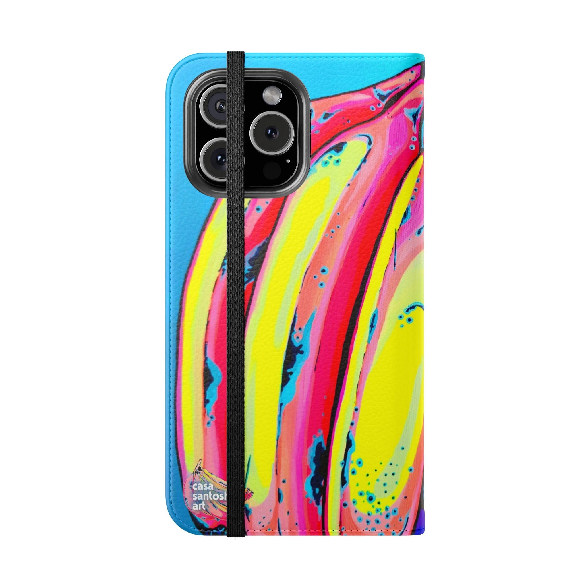 Neon Fat Bananas Flip Phone Case – Wallet Cover with Card Slots