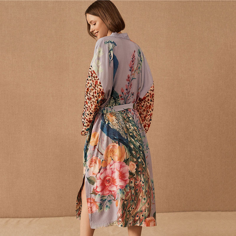 Peacock Print Bikini Cover-up