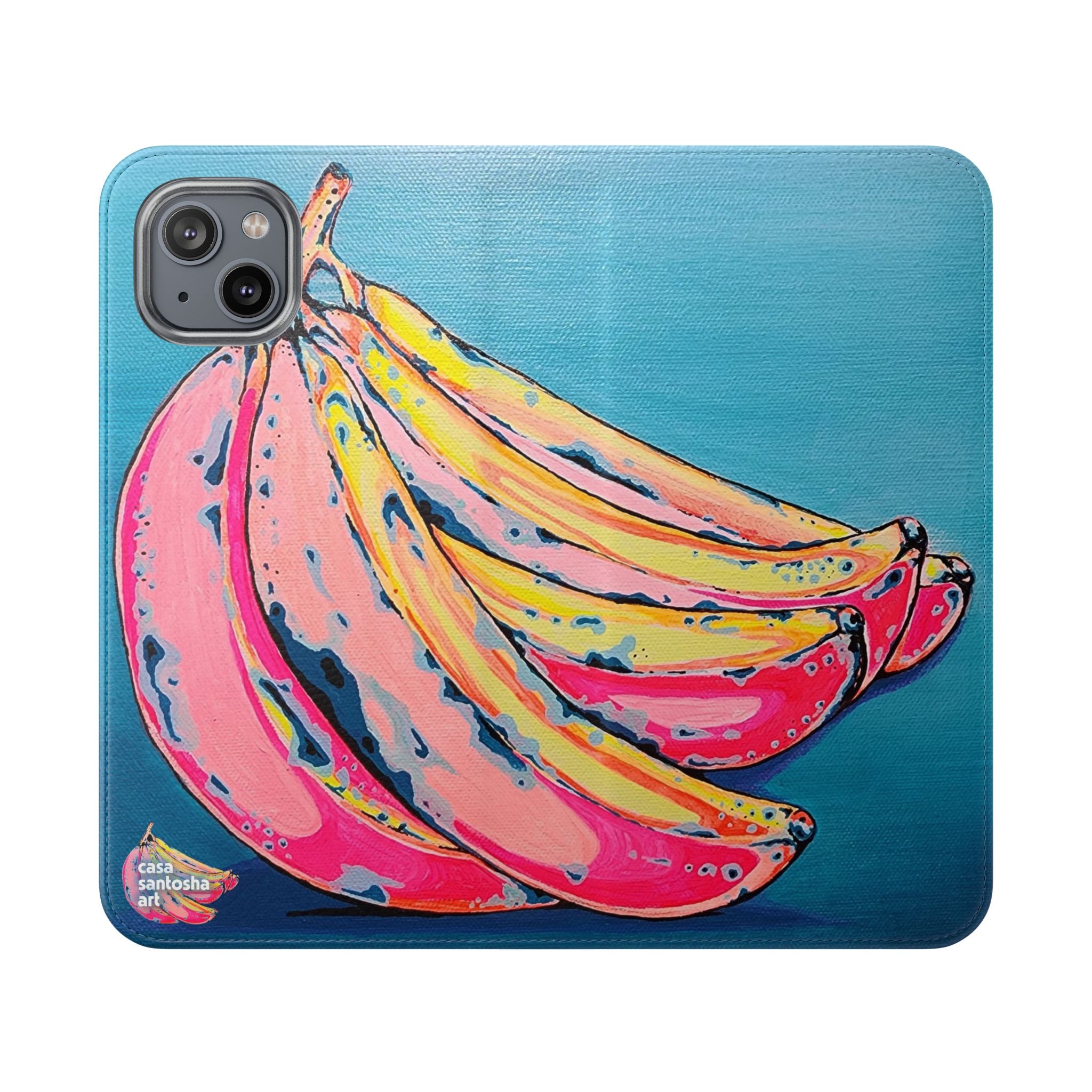 Neon Bananas Flip Phone Case – Wallet Cover with Card Slots