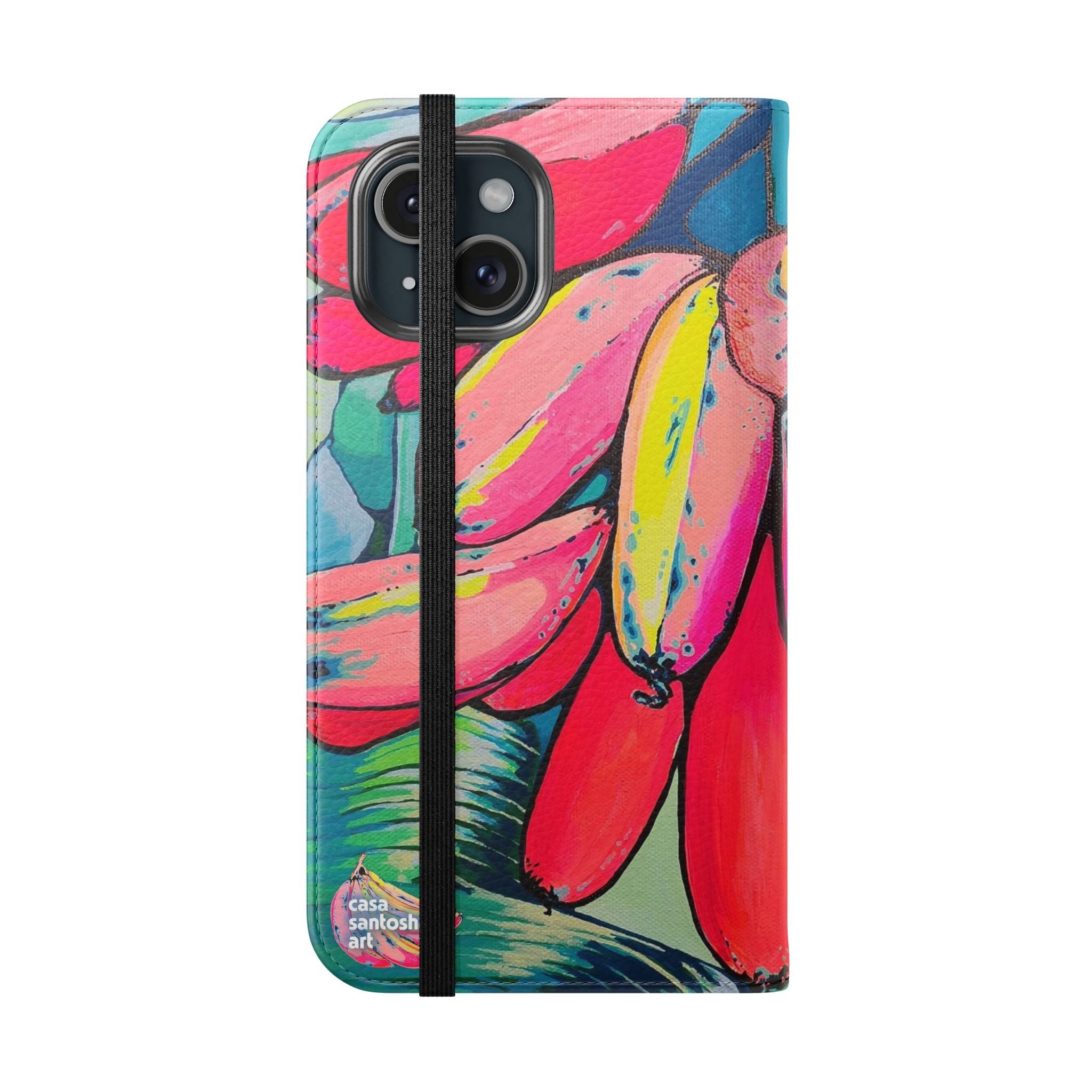 Neon Primitivo Bananas Flip Phone Case – Wallet Cover with Card Slots