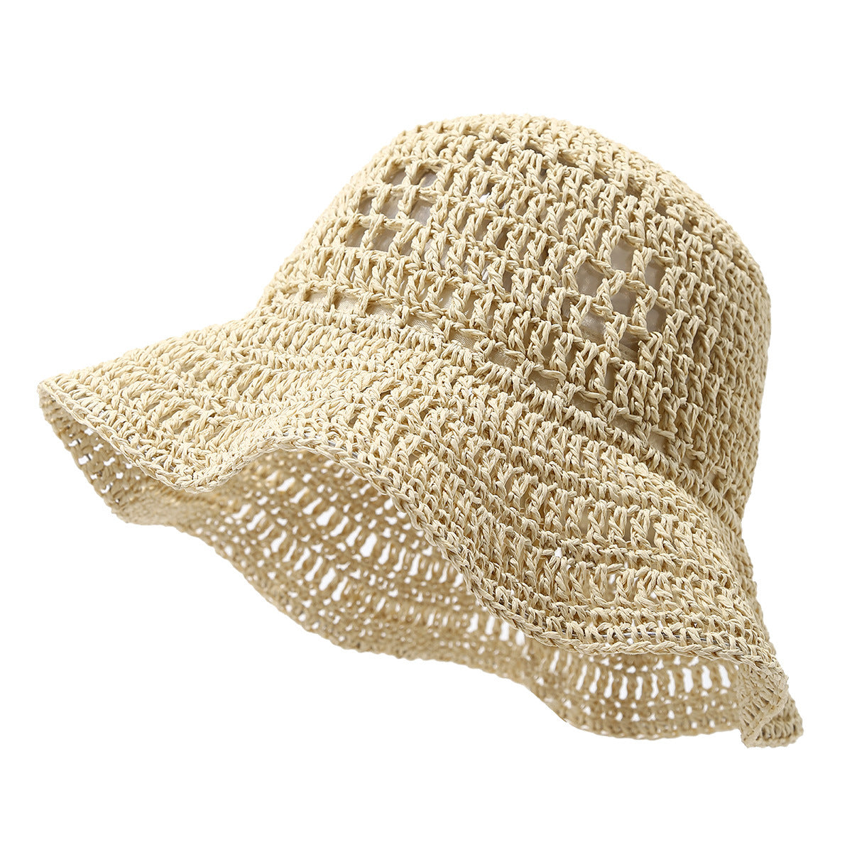 Crocheted Breathable Straw Bucket Hat