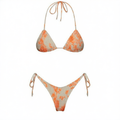 Print Pleated Bikini Swimsuit