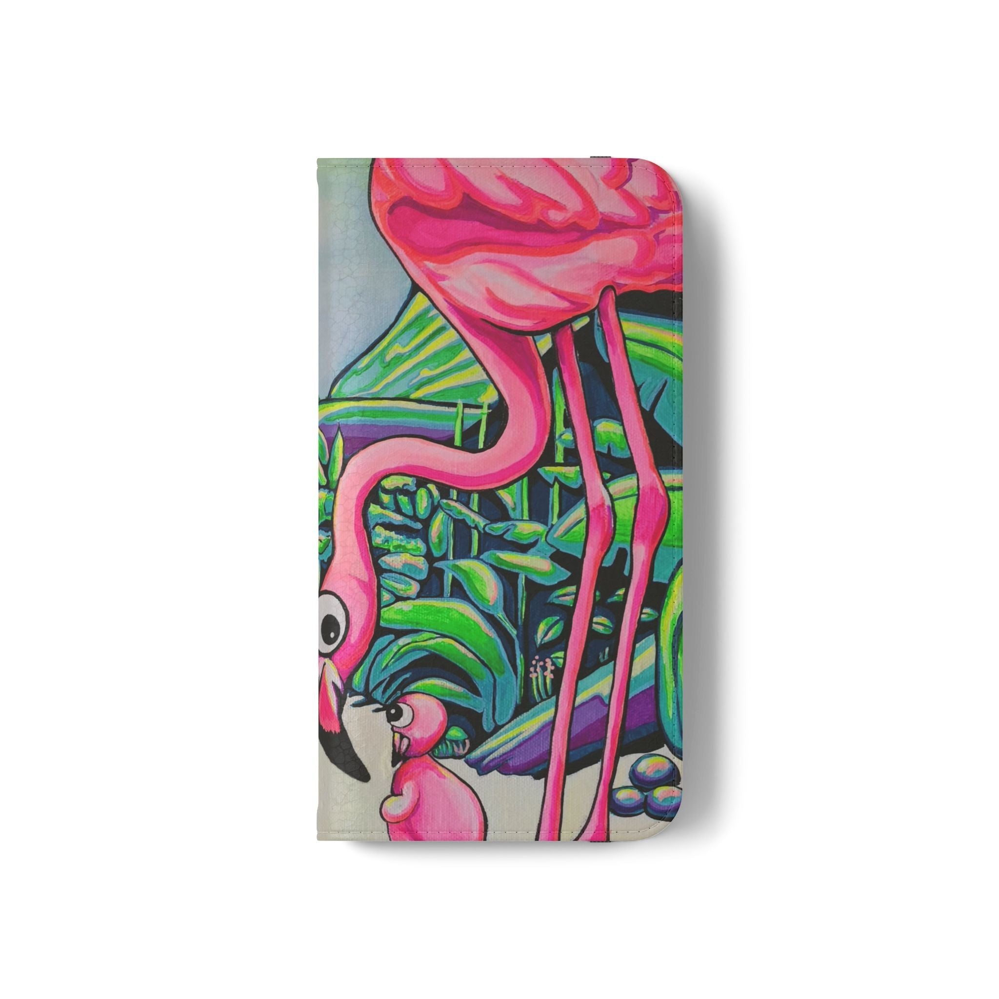 Cyclops Flamingo Family Flip Phone Case – Wallet Cover with Card Slots